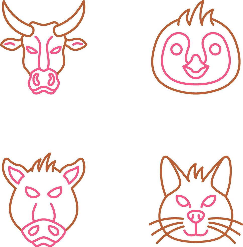 Cow and Penguin Icon vector