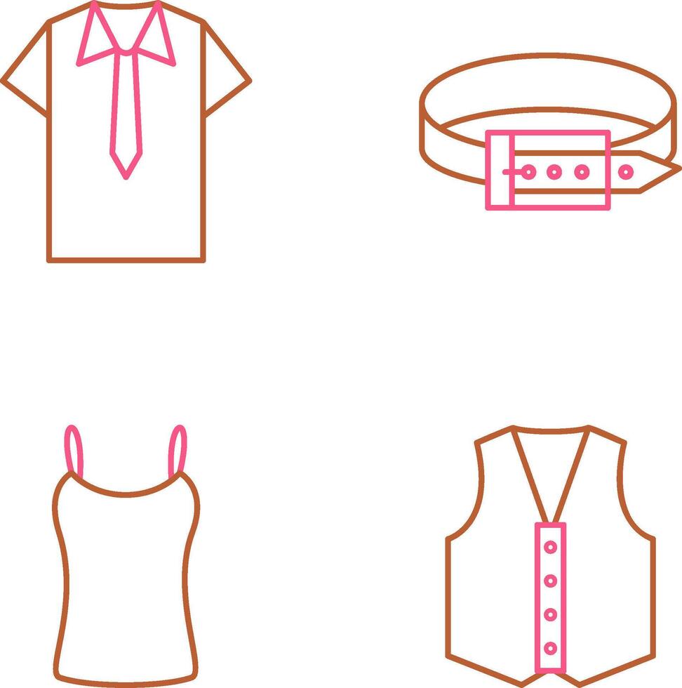 camisa y Corbata y cinturón icono vector