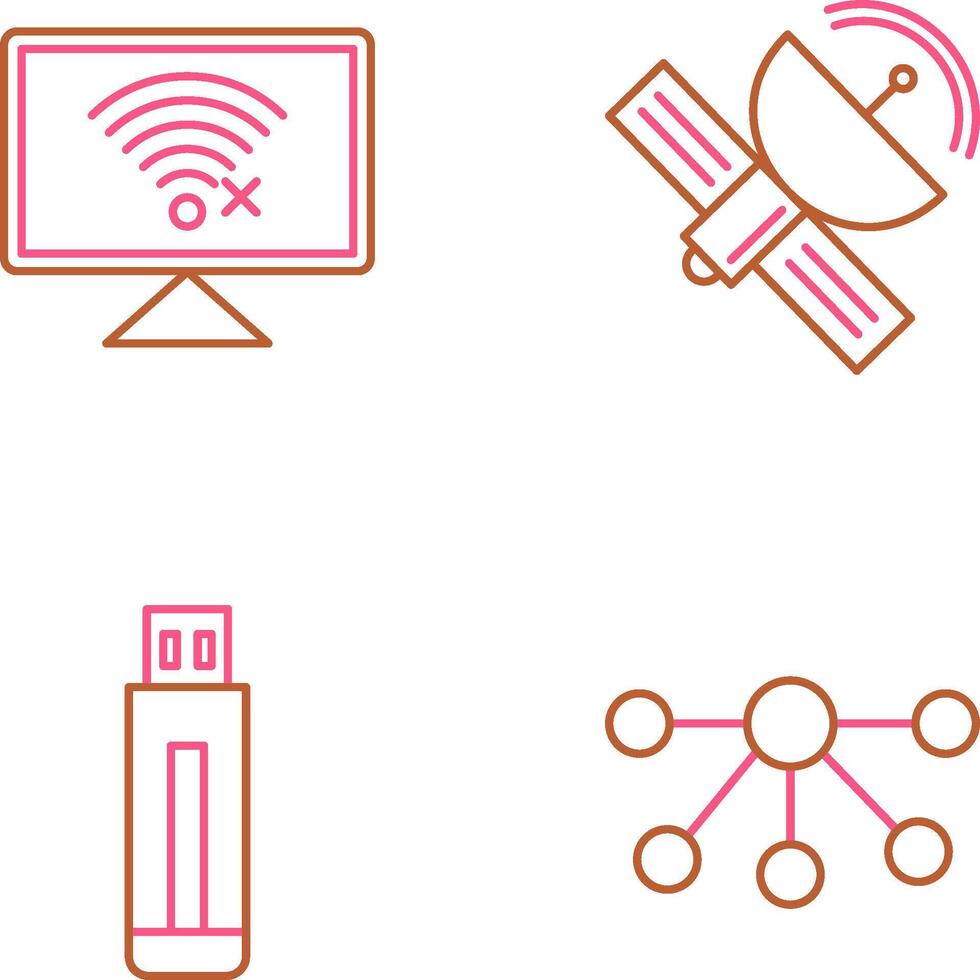 Disconnected Network and Satellite Icon vector