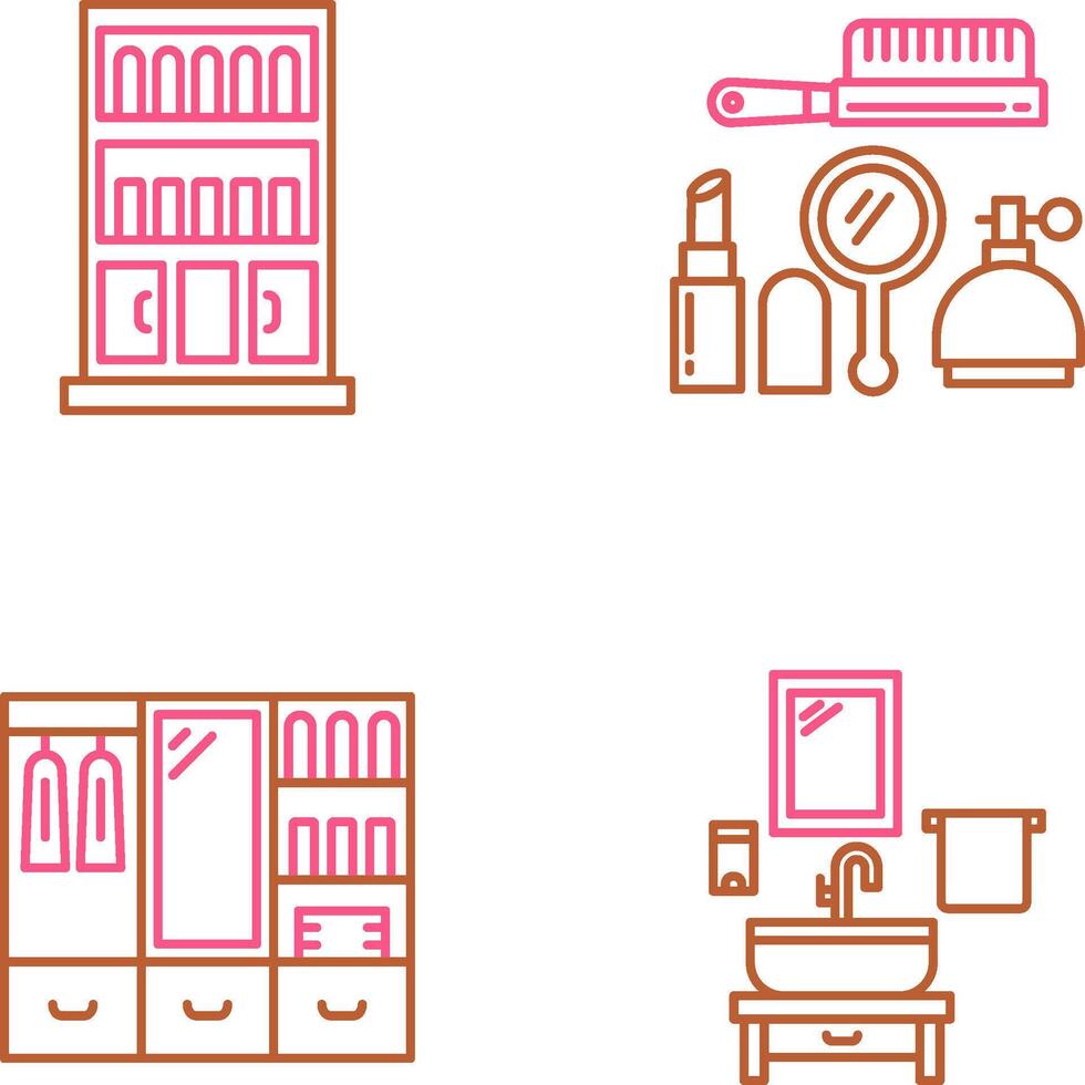 Book Shelf and Makeup Icon vector