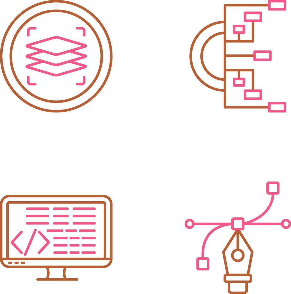 Layers and Flowchart Icon vector