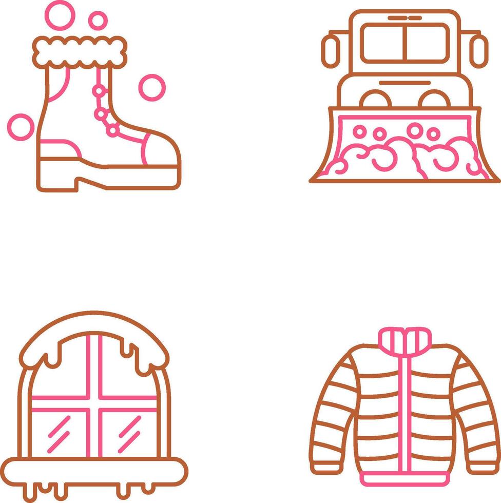 raquetas de nieve y camión icono vector