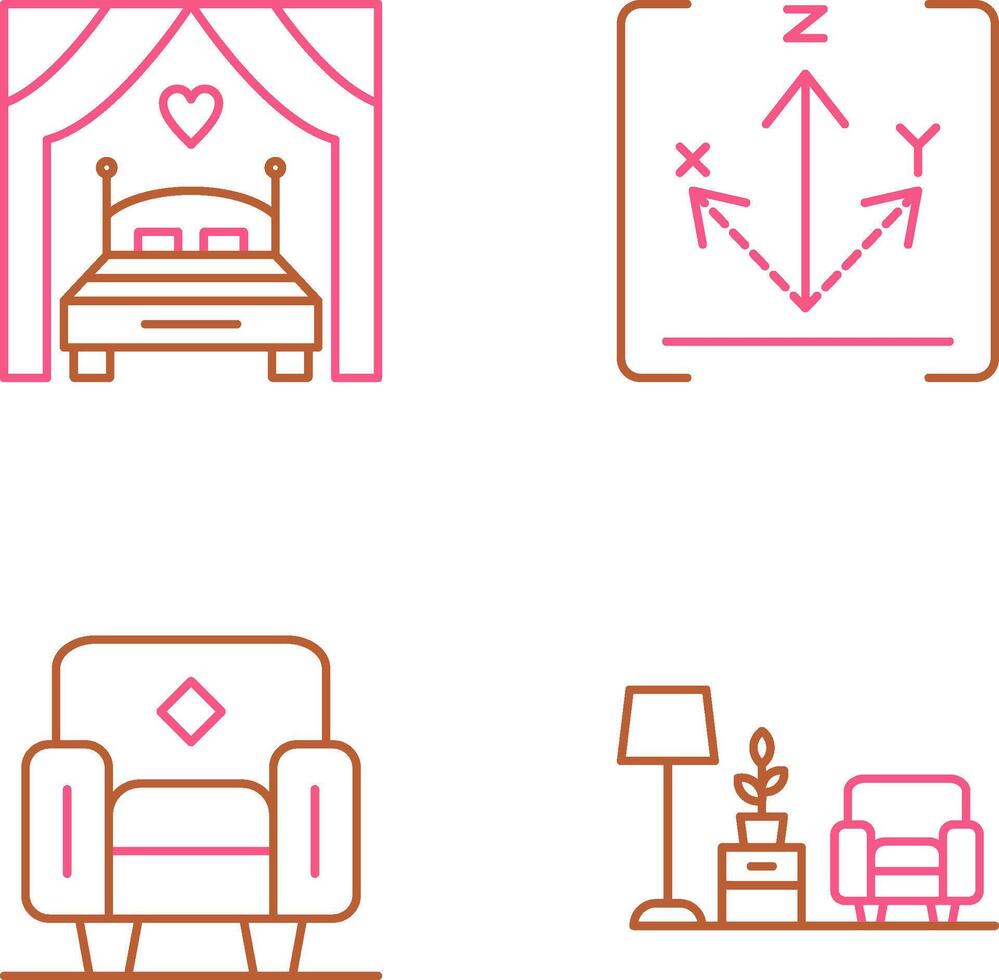 Bed and Axis Icon vector