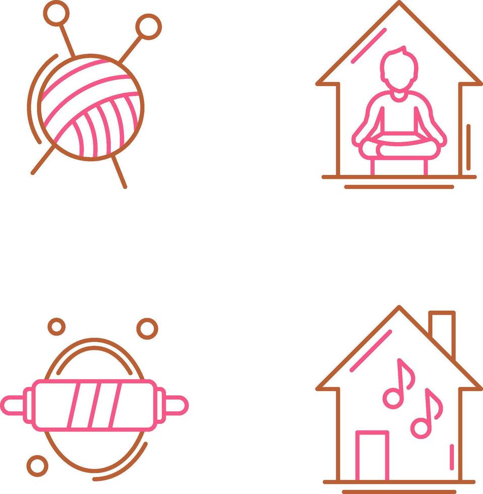 Knitting and Yoga At home Icon vector