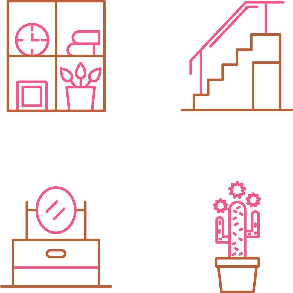 Bookshelf and Stairs Icon vector