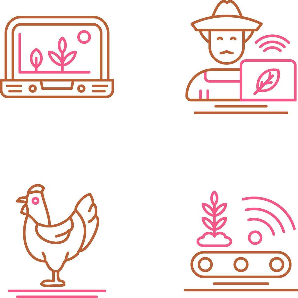 Smart Farm and Farmer Icon vector