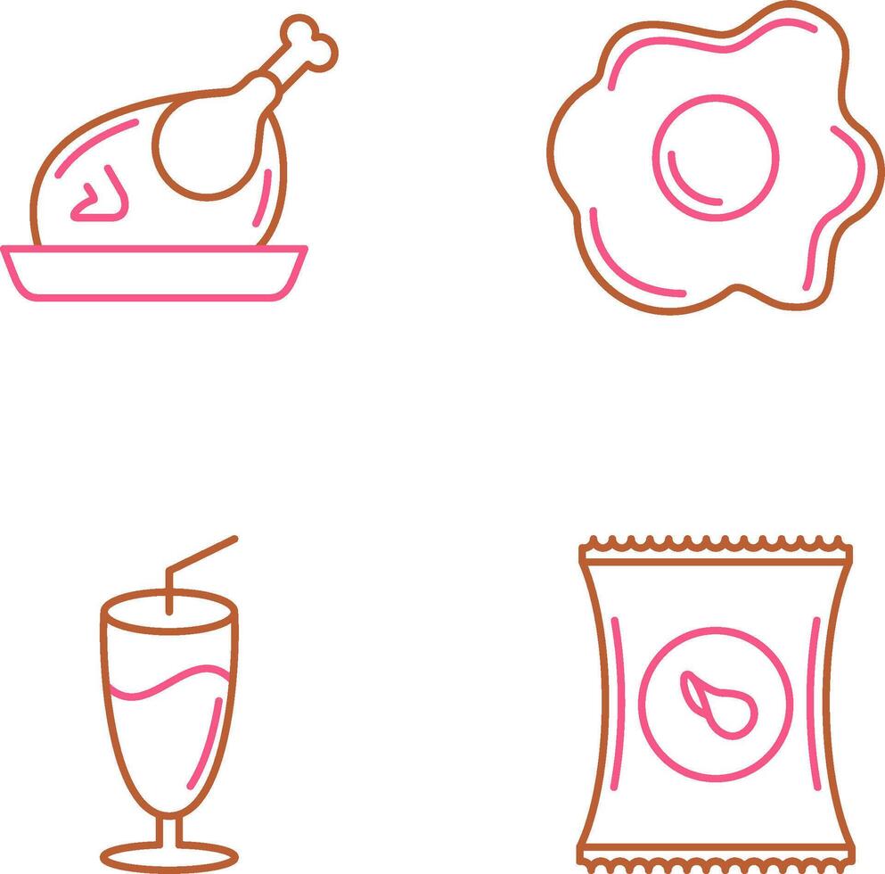 Chicken leg and Fried egg Icon vector