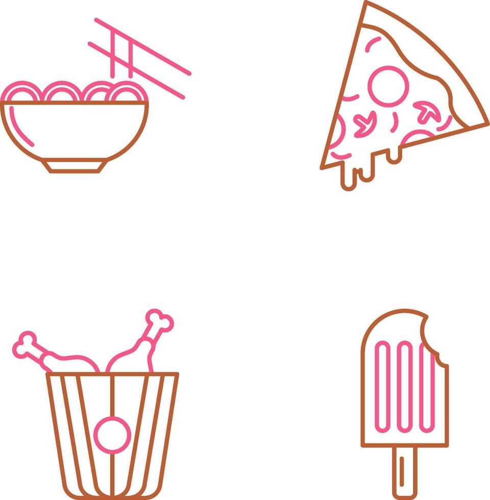 Chinese food and Pizza Icon vector