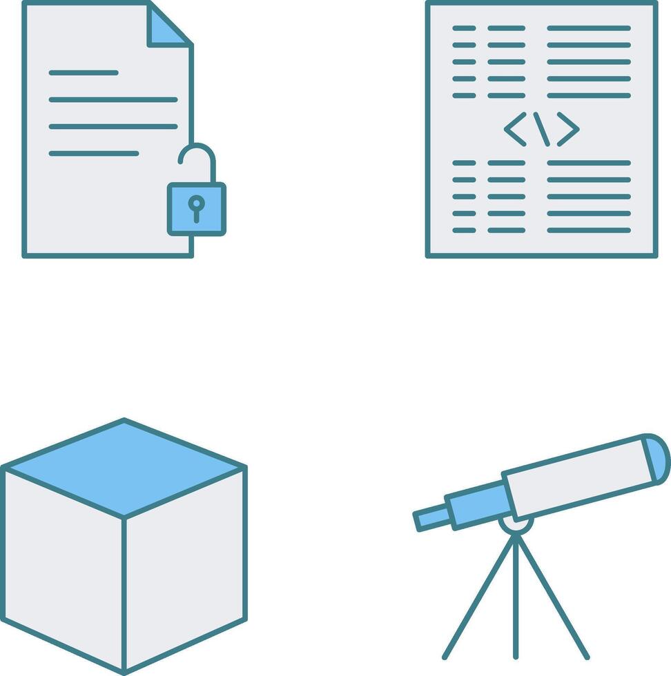unlock document and piece of code Icon vector