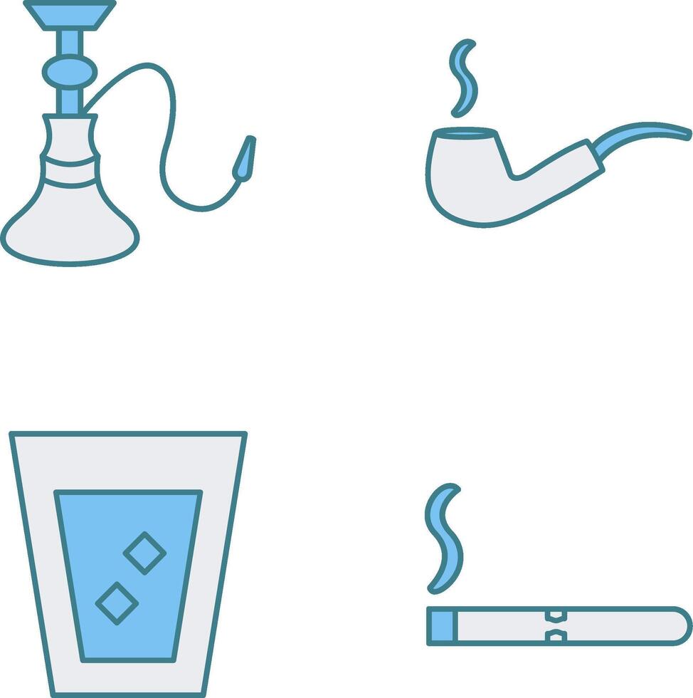 hookah and lit smoking pipe Icon vector