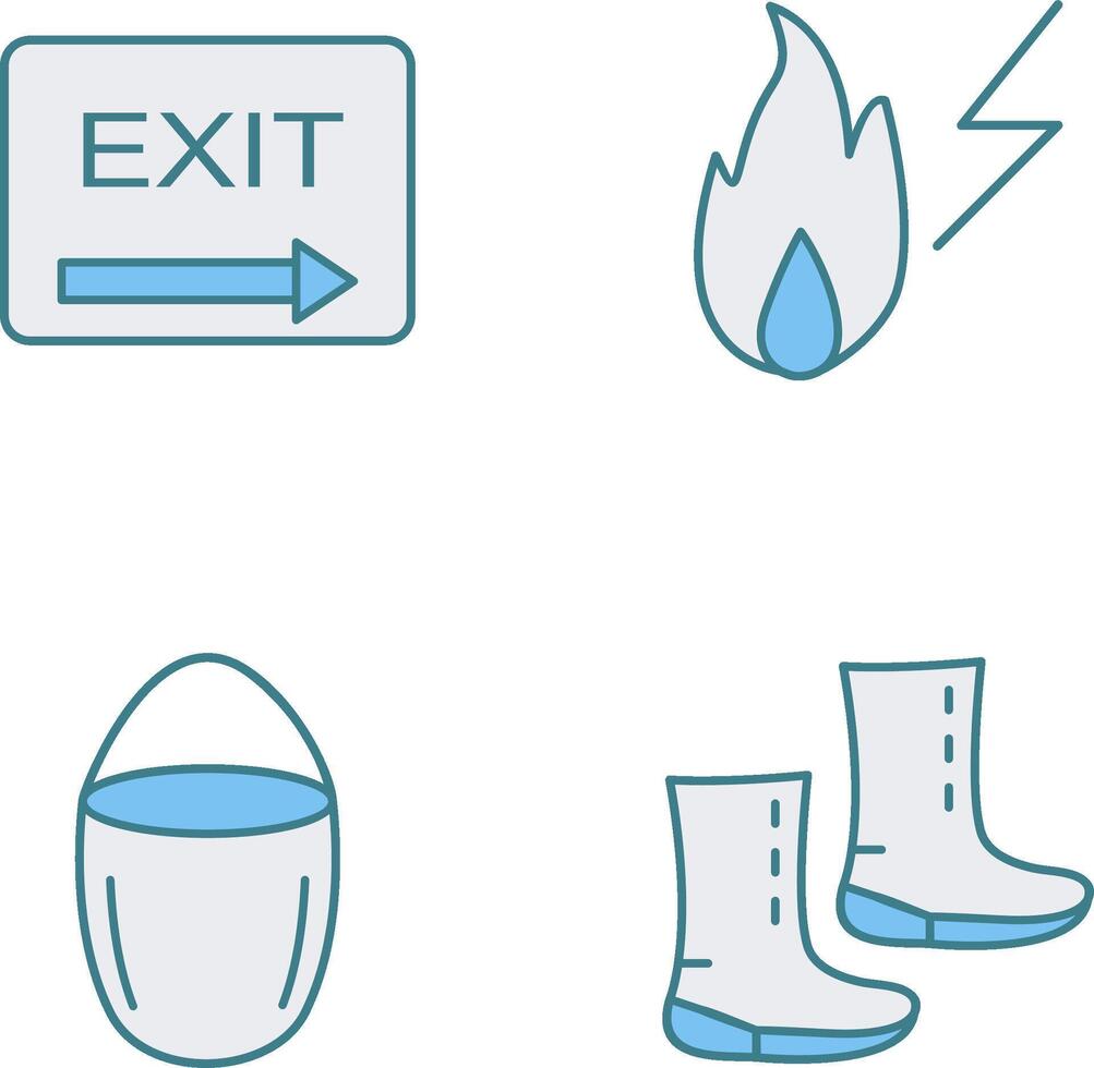 exit and electricity fire Icon vector