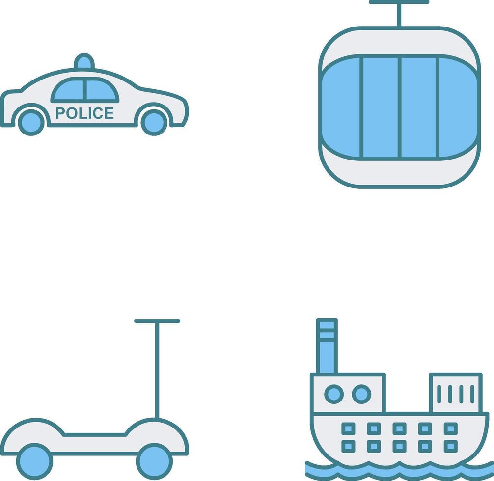 Police Car and Cable Car Icon vector