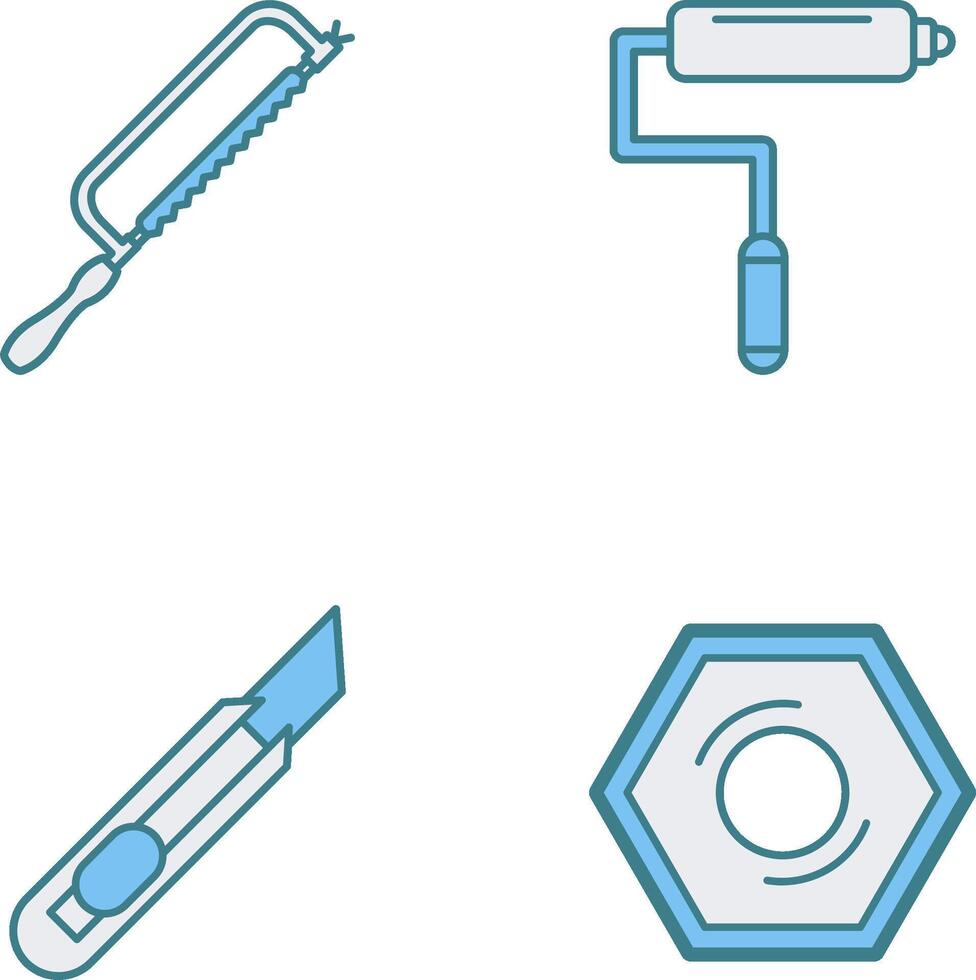 Hacksaw and Paint Roller Icon vector