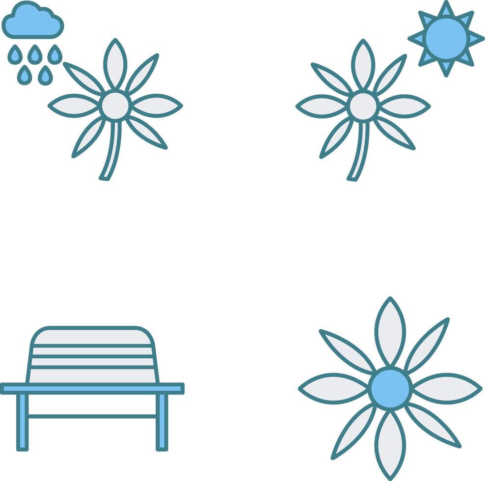 Flower with rain and Flower Icon vector