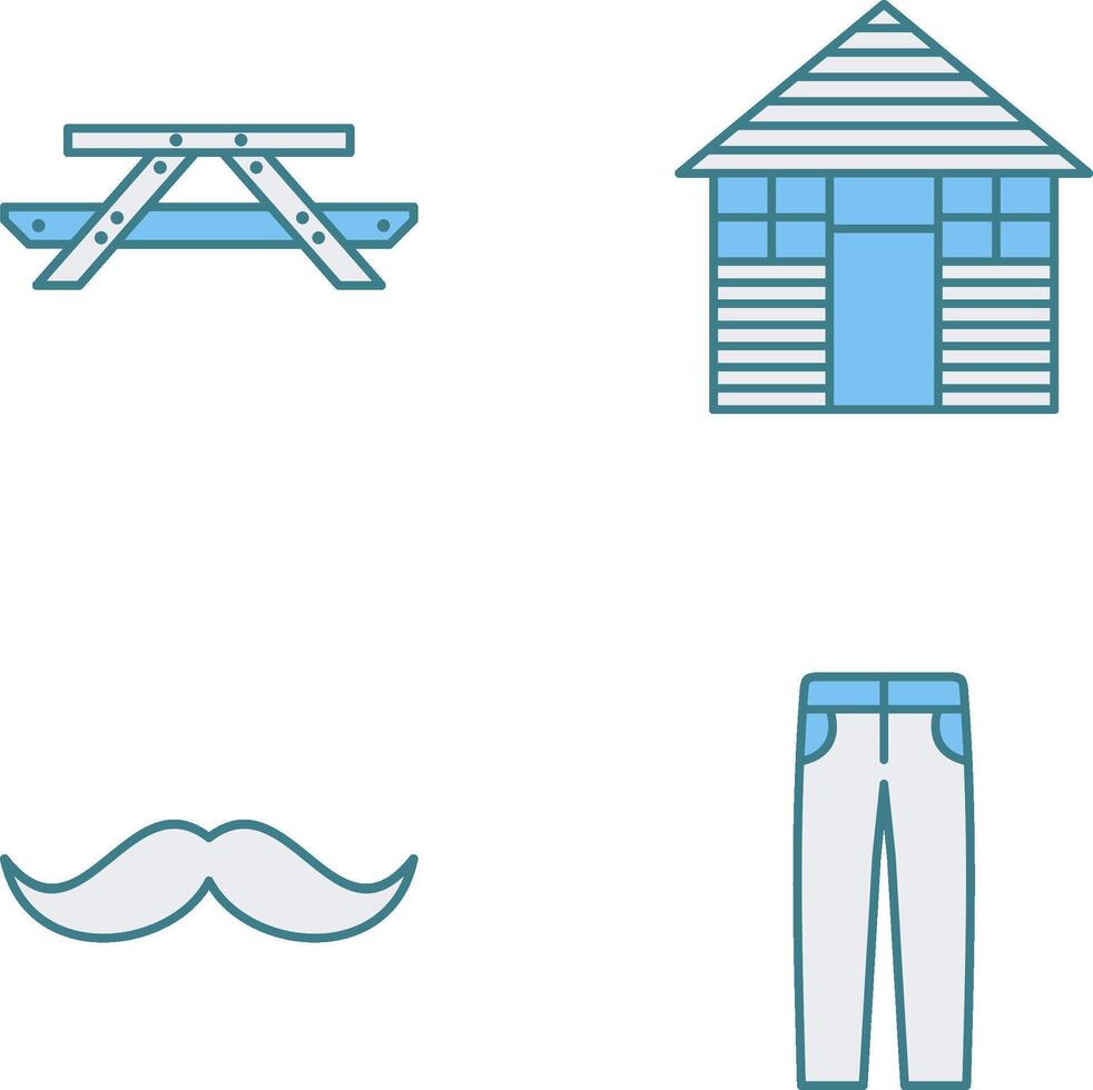 Picnic of Table and Wood Cabin Icon vector