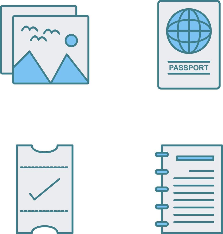 pictures and passport Icon vector