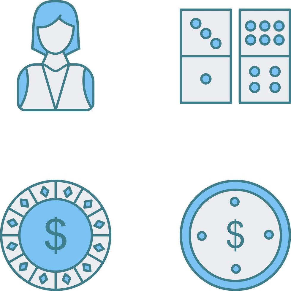elegant lady and domino game Icon vector