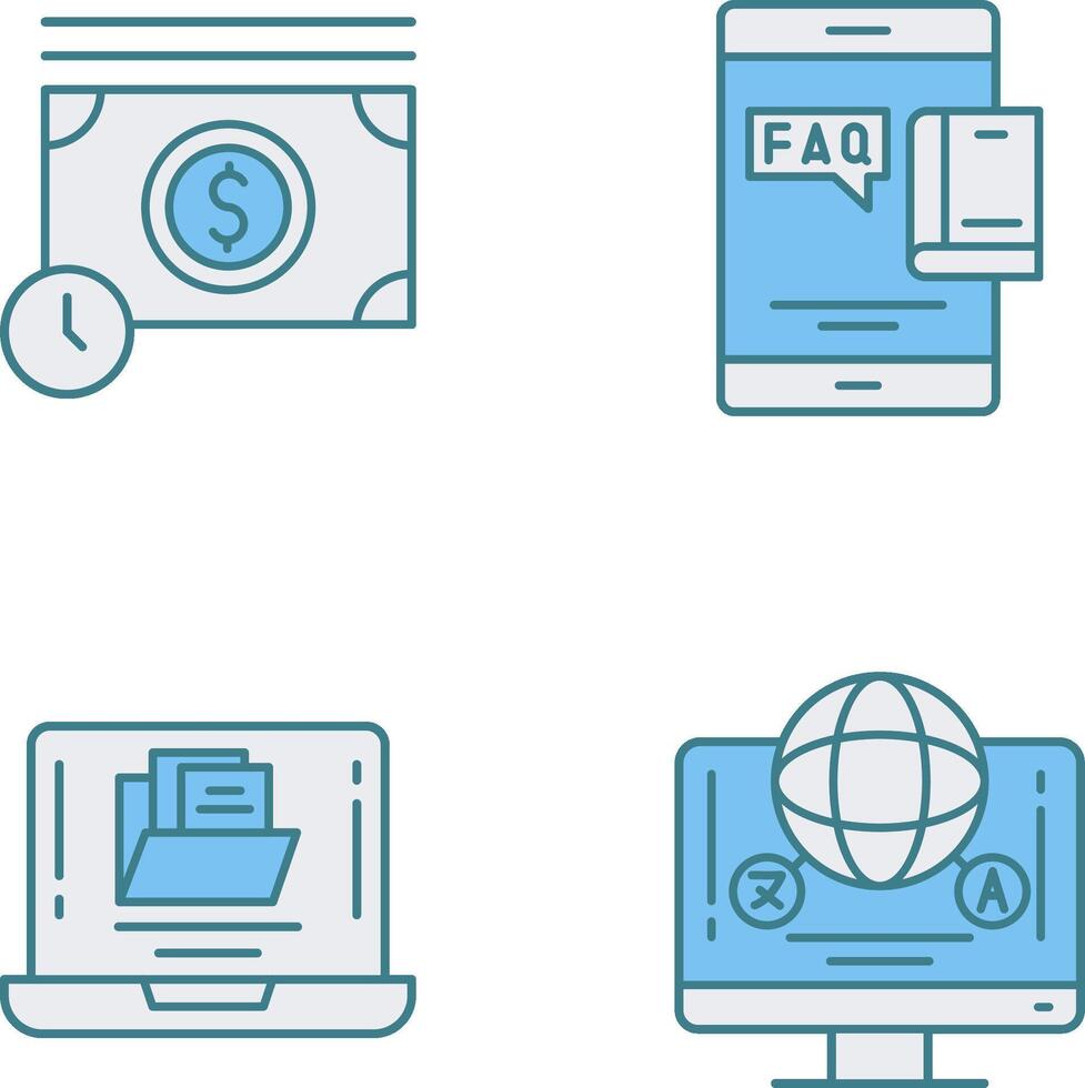 Time is Mony and Faq Icon vector