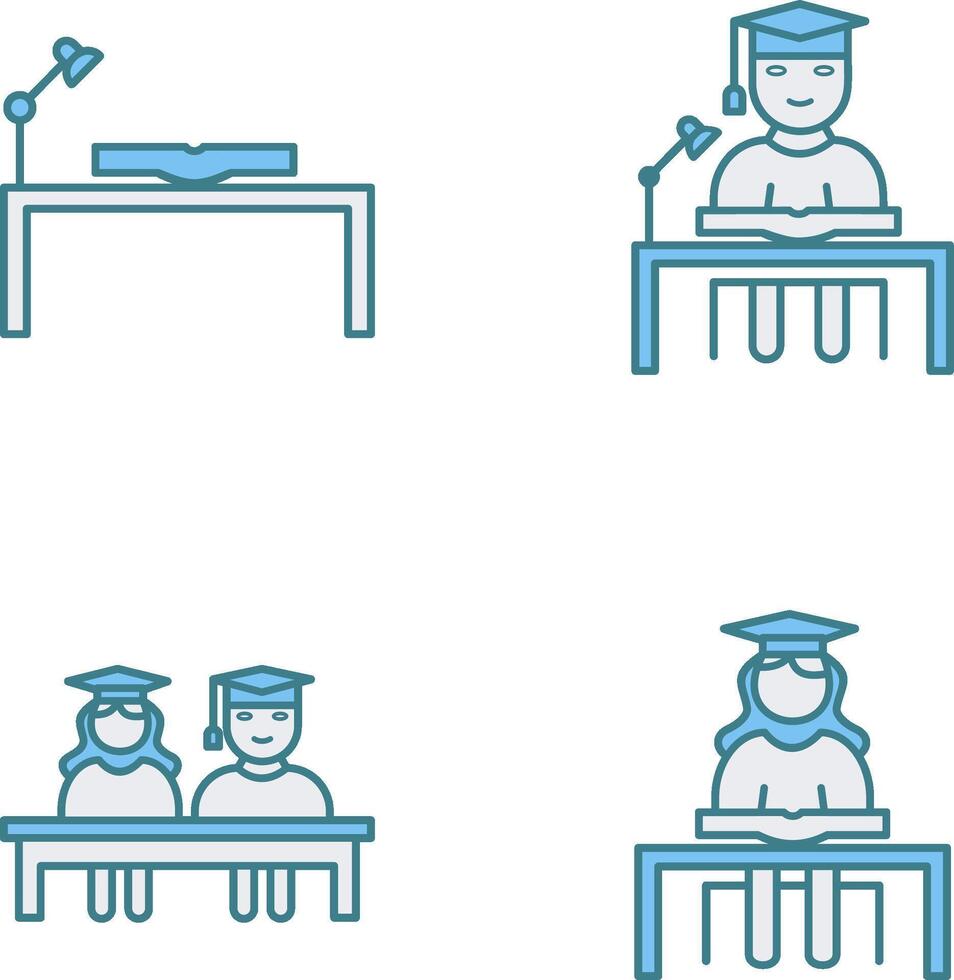 study desk and studying on desk Icon vector