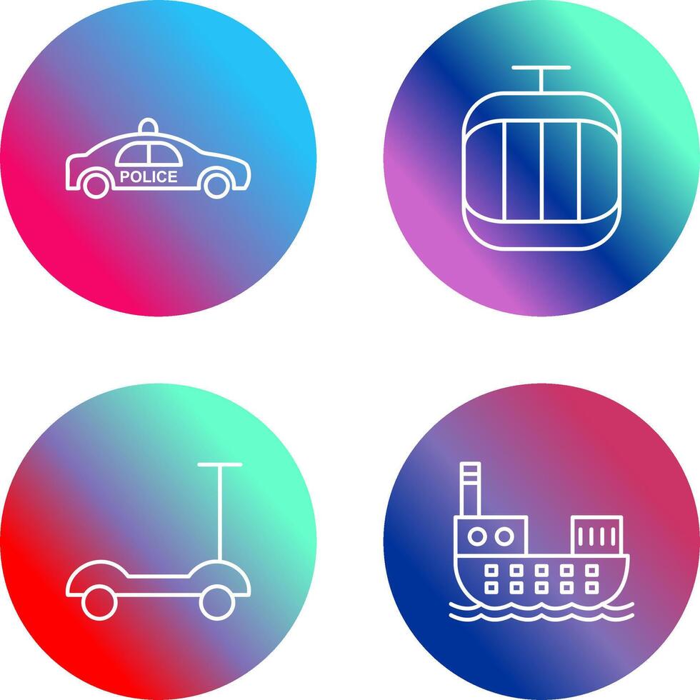 Police Car and Cable Car Icon vector