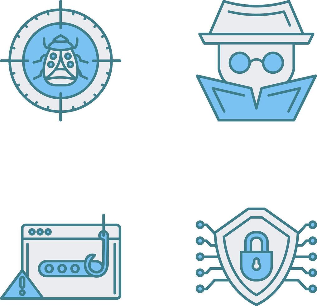Bug Target and Hacker Icon vector