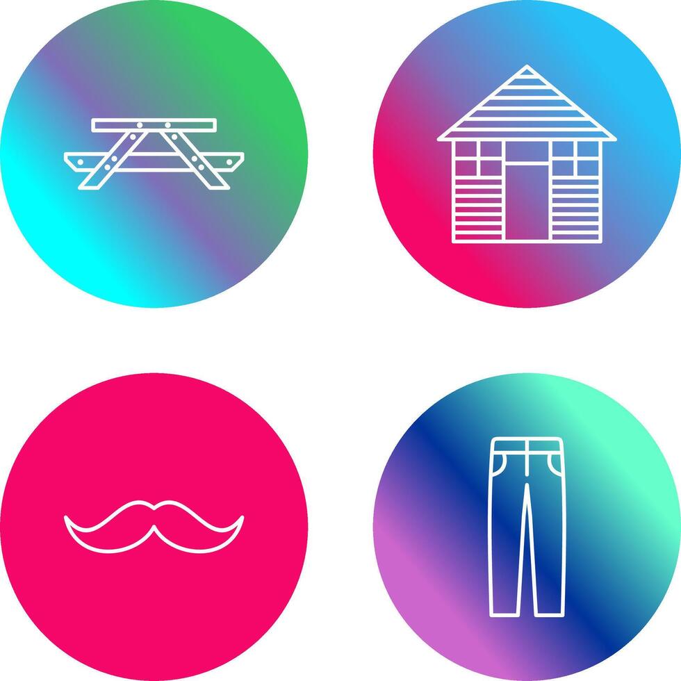 Picnic of Table and Wood Cabin Icon vector