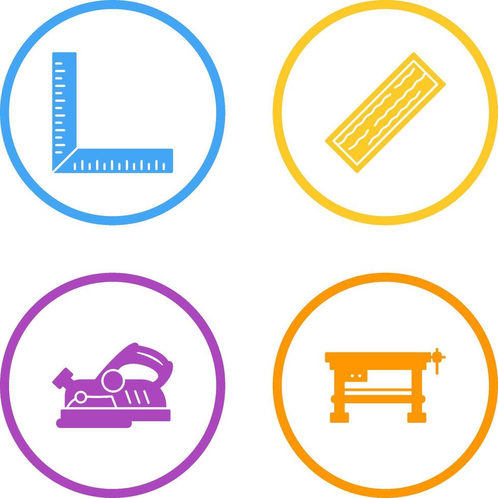 Square Ruller and Plank Icon vector
