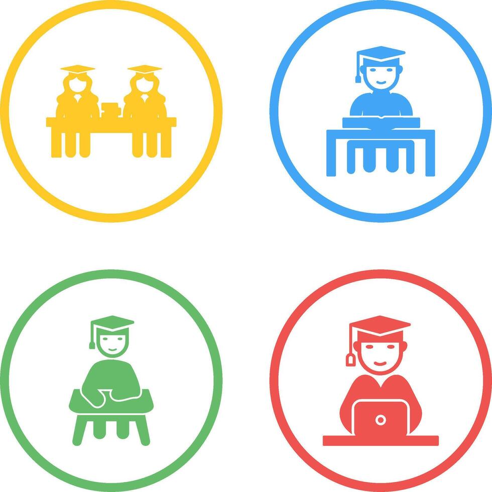 Combined Study and Studying on Desk Icon vector