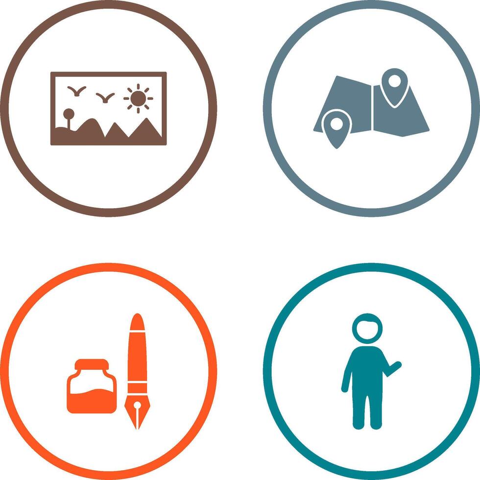 Painting Exhibit and Folded Icon vector