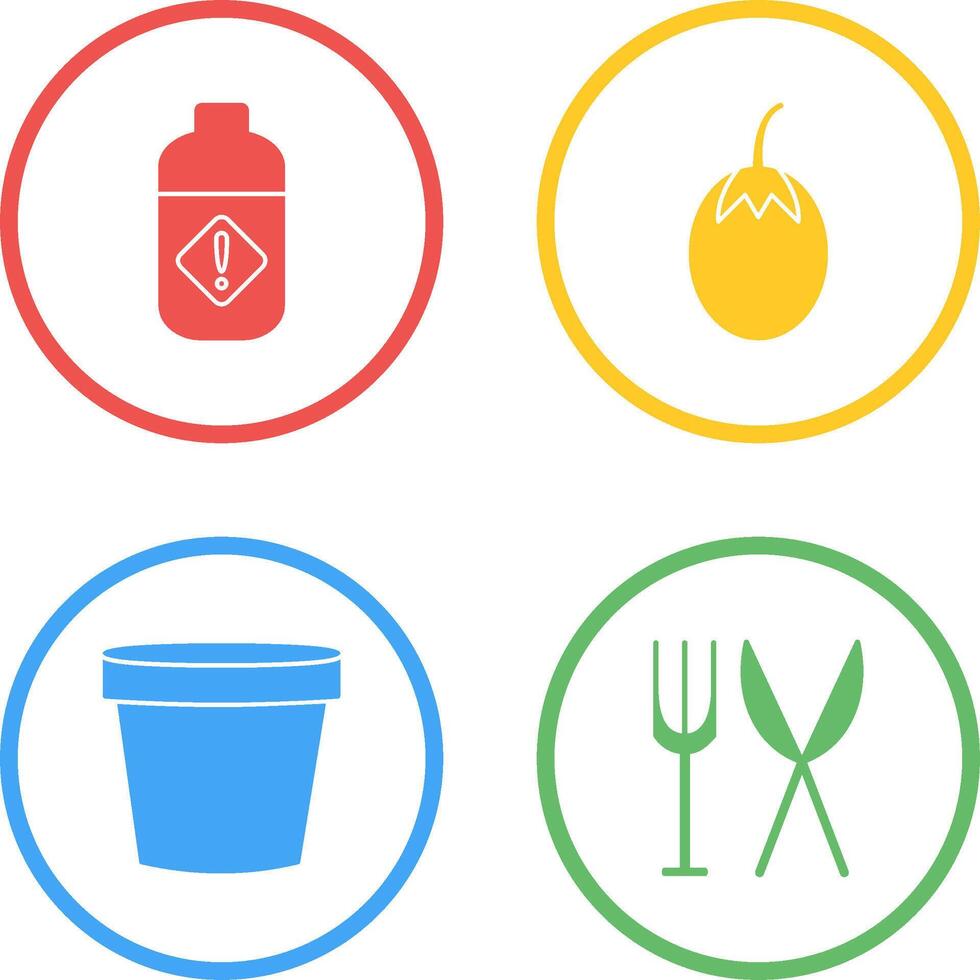 Vegetable plant and Pesticide Icon vector