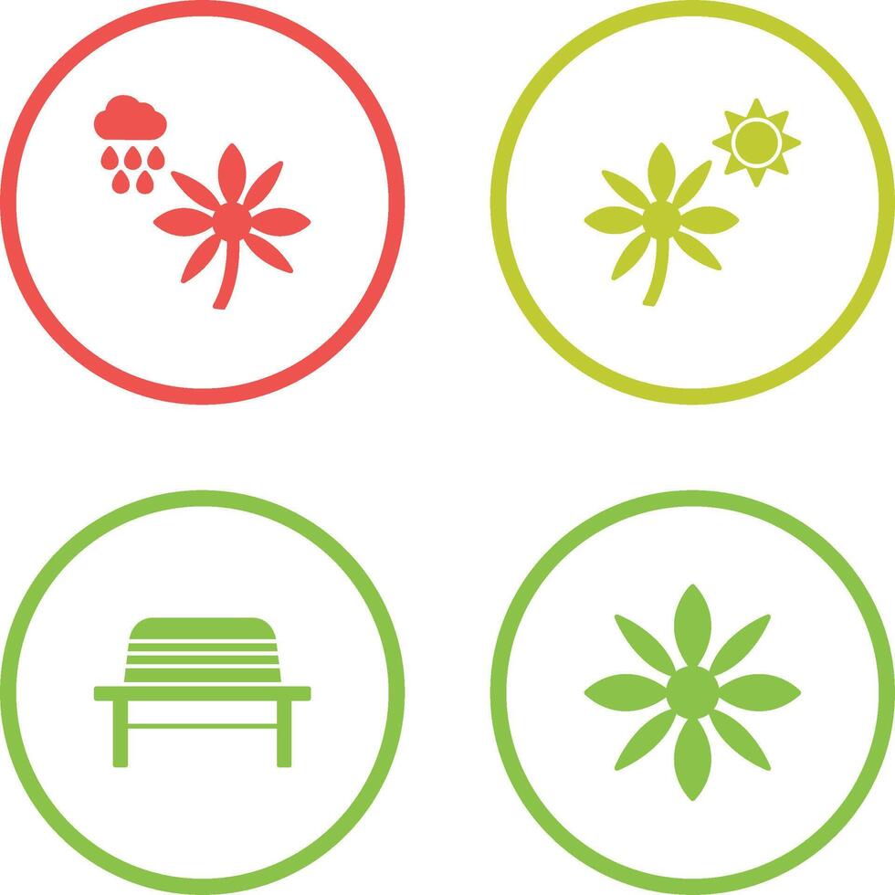 Flower with rain and Flower Icon vector
