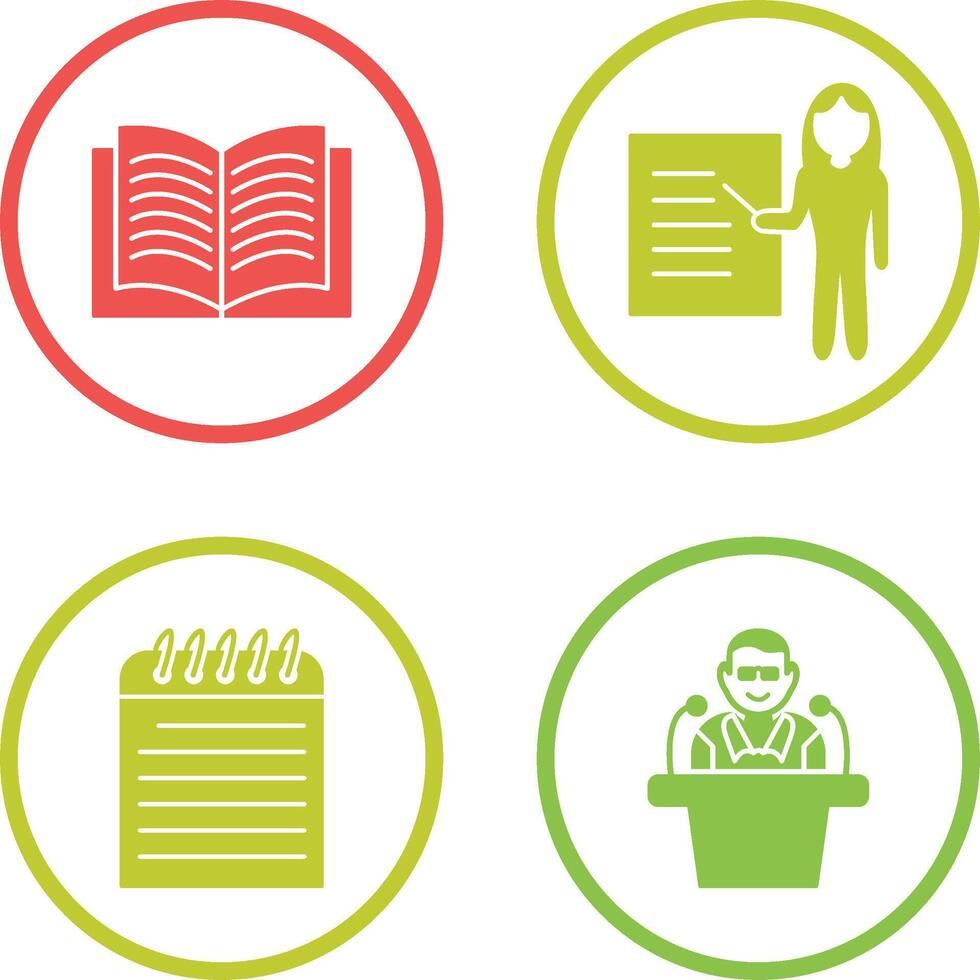 Textbook and Female Presenter Icon vector
