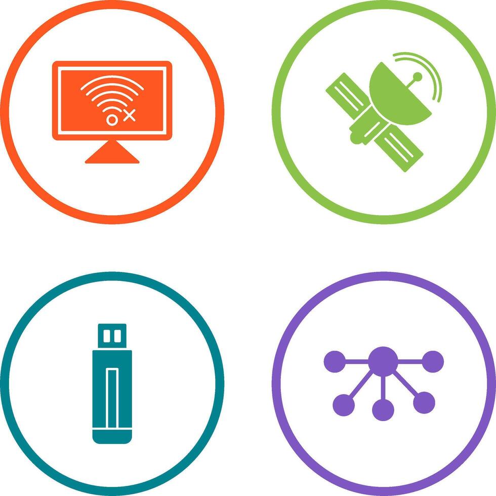 Disconnected Network and Satellite Icon vector