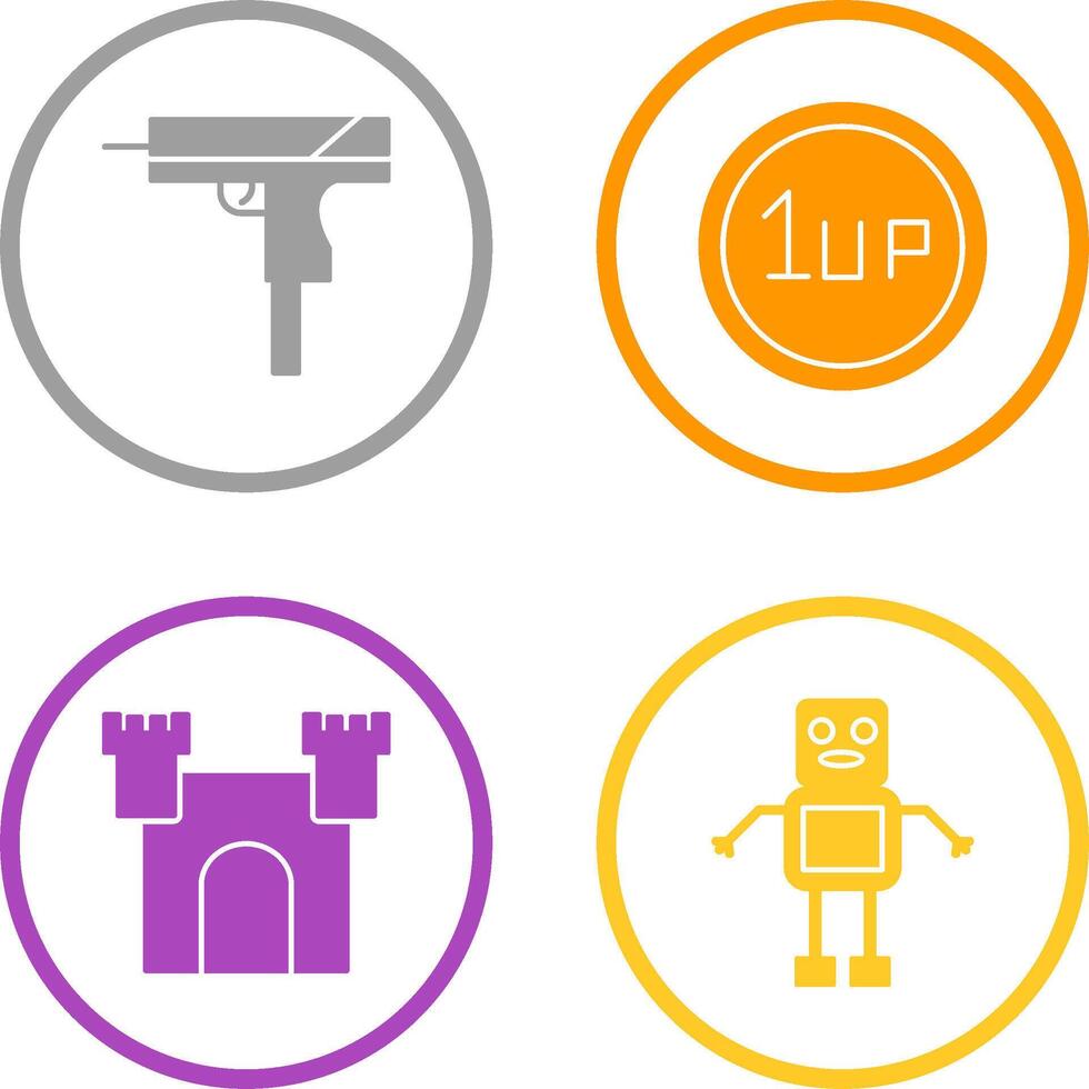 Gun and 1UP Icon vector