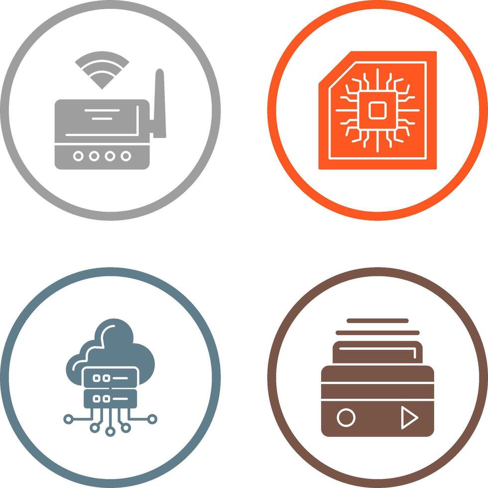 Wifi Router and Chip Icon vector