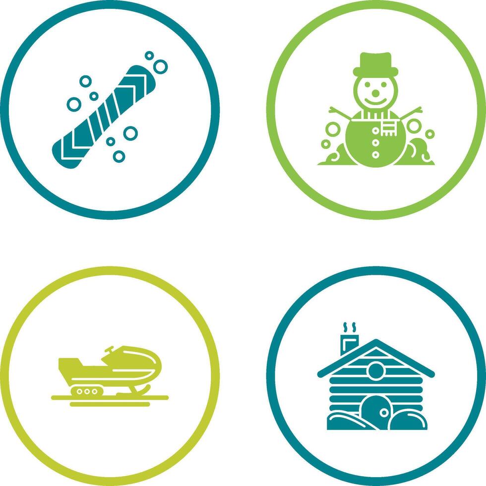 Snowboard and Snowman Icon vector