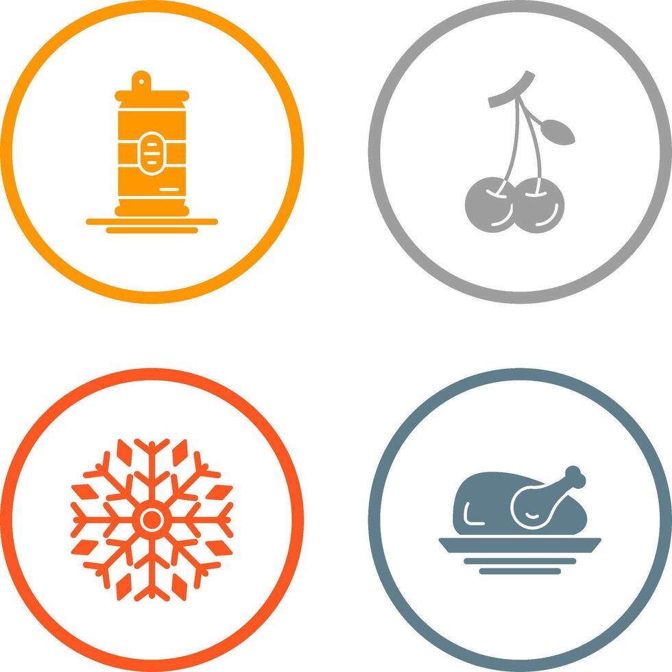 Beer Can and Cherries Icon vector