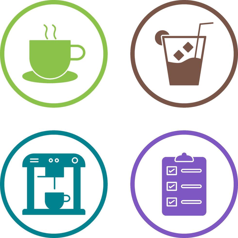 hot coffee and whiskey sour Icon vector