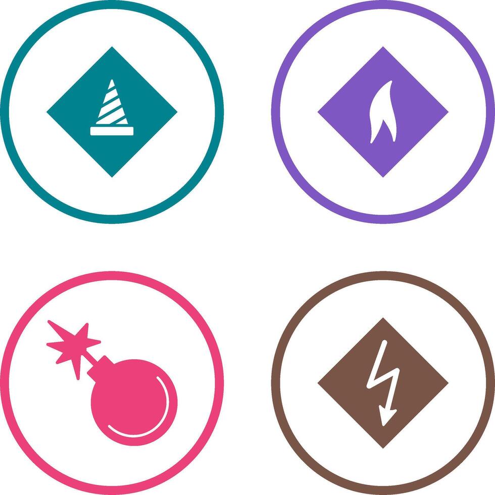 under construction and flammable material Icon vector