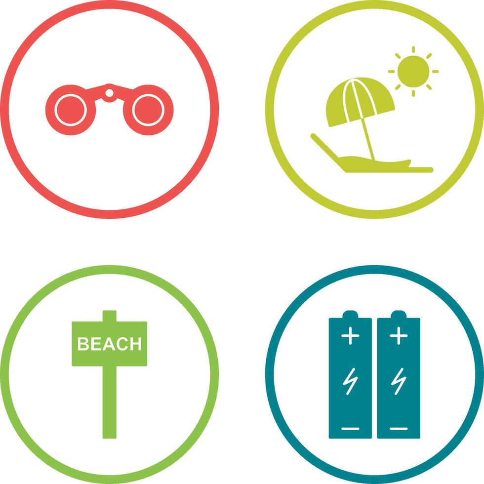 Binoculars and beach Icon vector