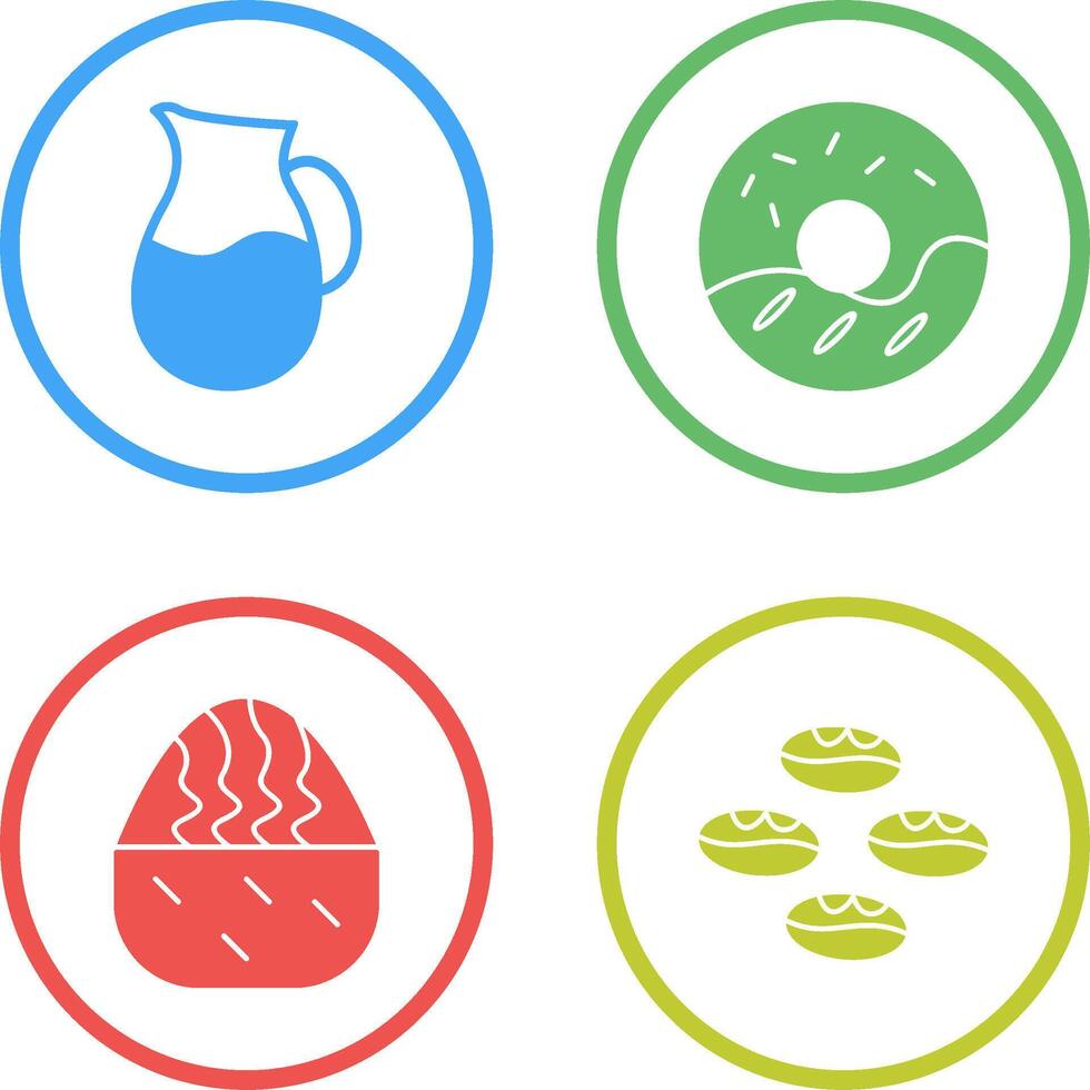 milk jug and cream doughnut Icon vector