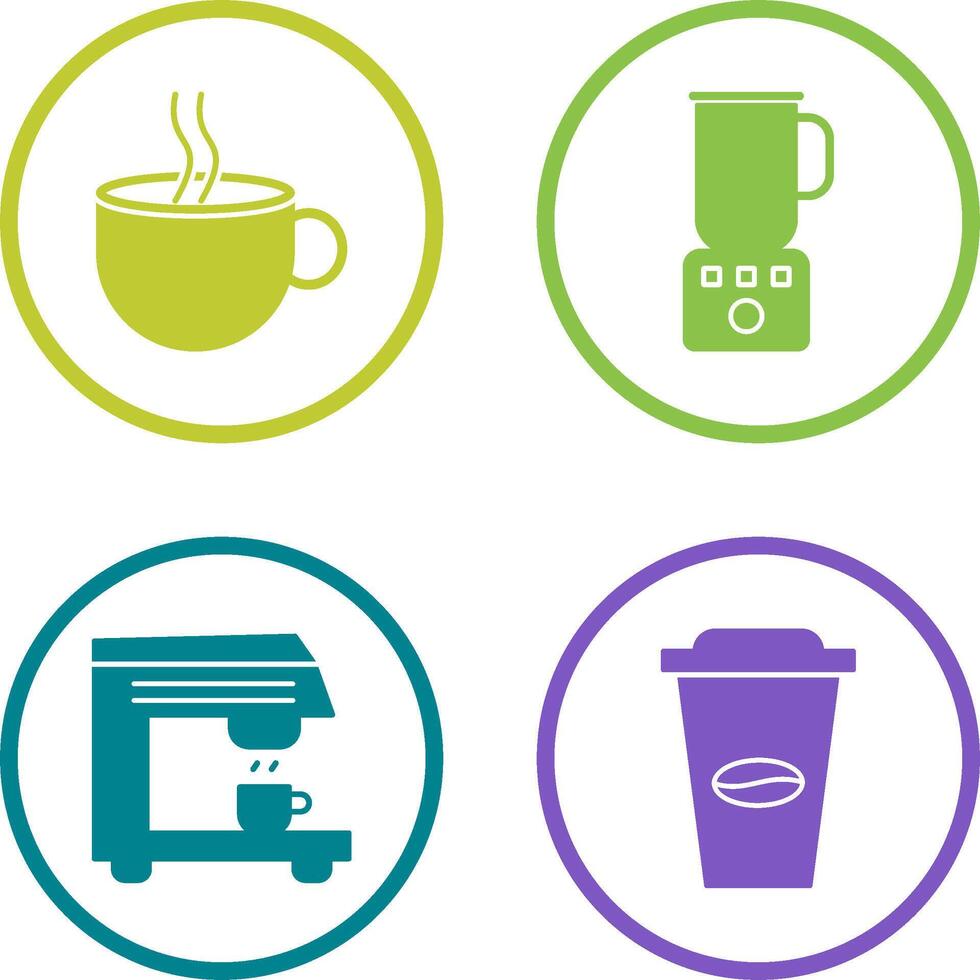 Hot Coffee and Coffee Blender Icon vector
