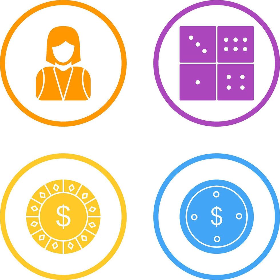 elegant lady and domino game Icon vector