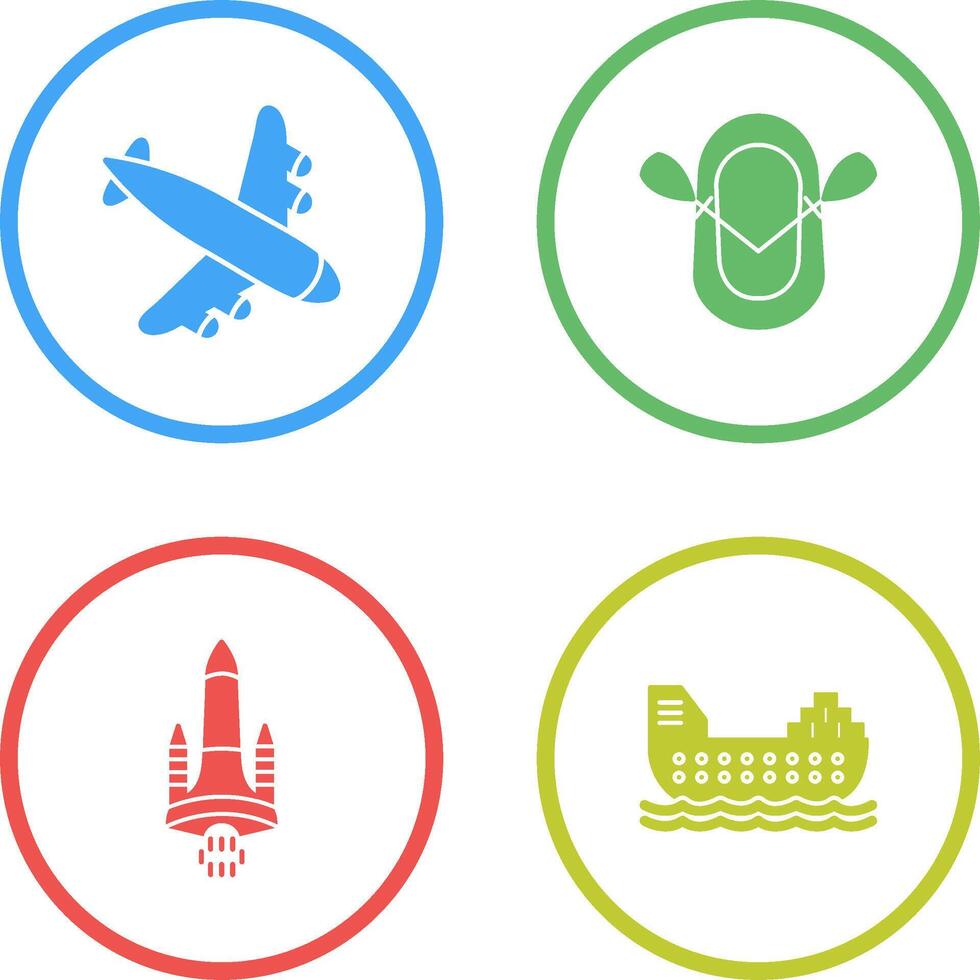 Landing Airplane and Dinghy Icon vector