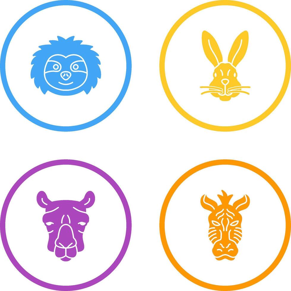 Sloth and Rabbit Icon vector