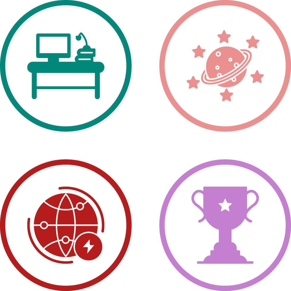 Desktop and Saturn Icon vector