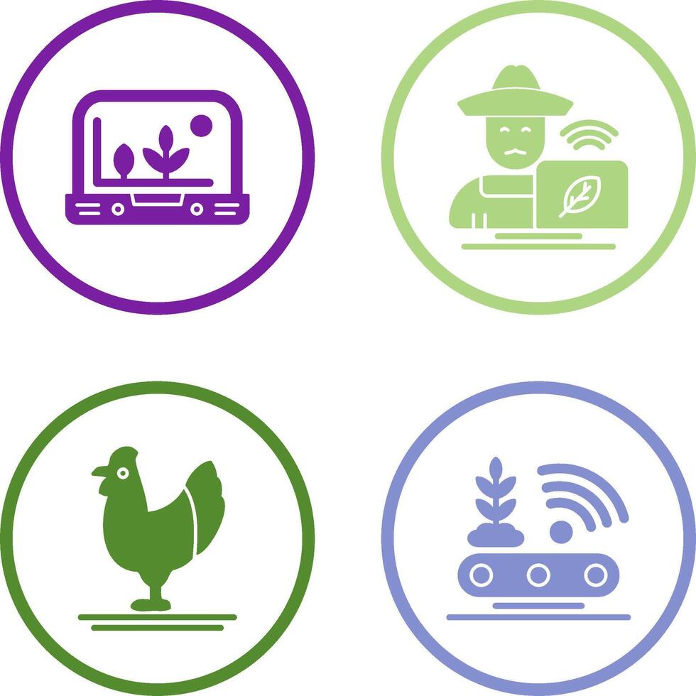Smart Farm and Farmer Icon vector