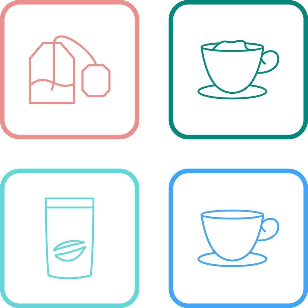 tea bag and creamy coffee Icon vector