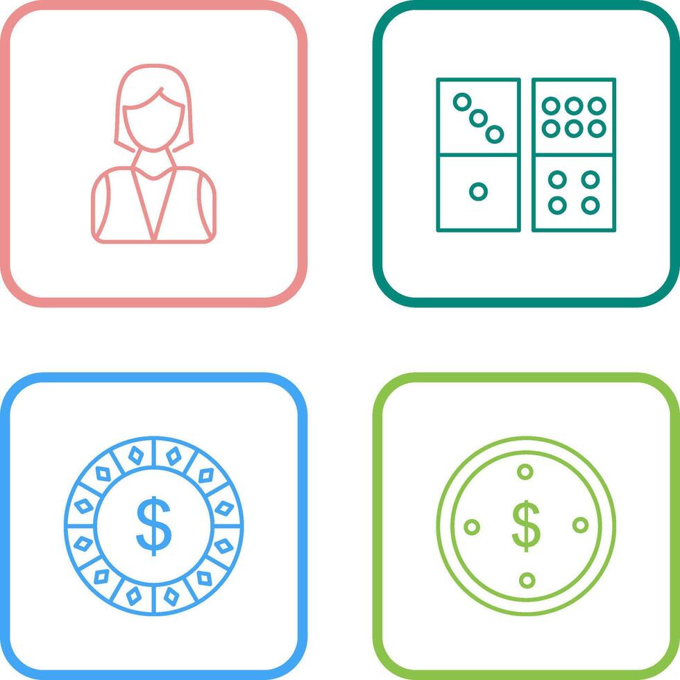 elegant lady and domino game Icon vector