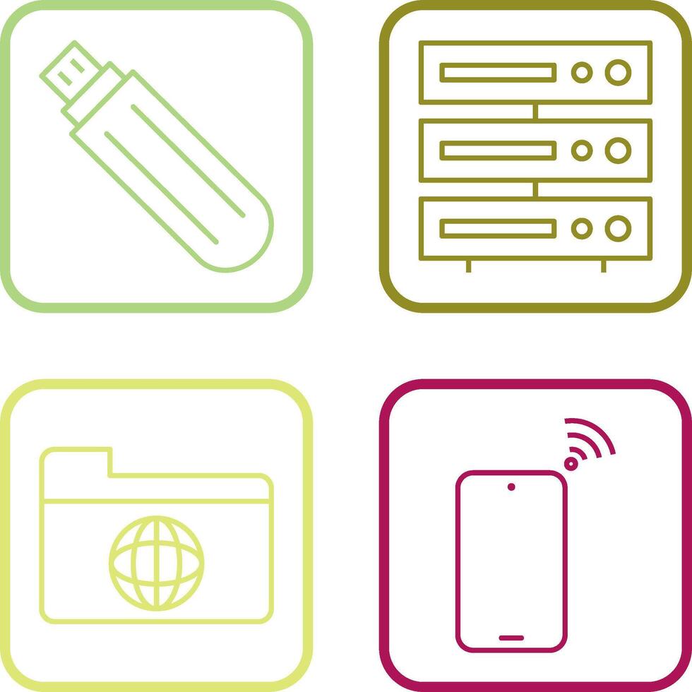 usb drive and server Icon vector